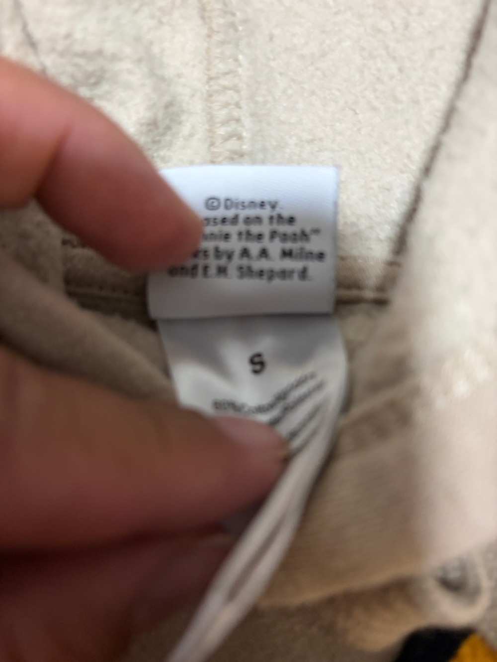 Cream Hoodie with Yellow Winnie-the-Pooh Face - Picture 3 of 3